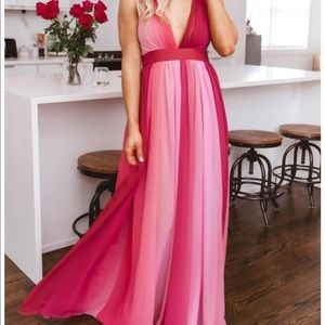 Pink Lily Pink Ombré Maxi Dress